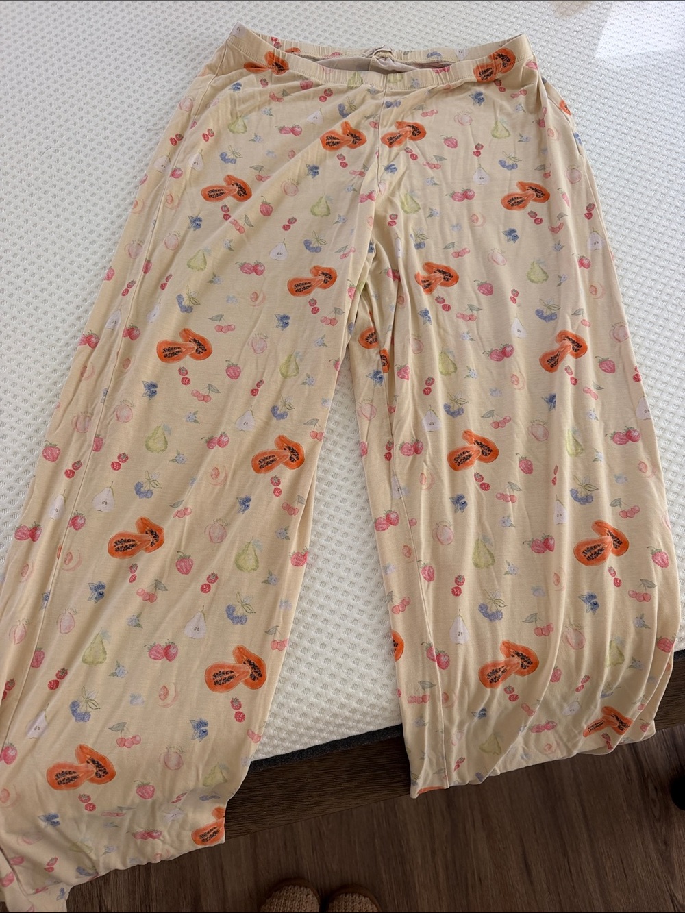 Djerf Avenue Cream Fruit-Print pj bottoms